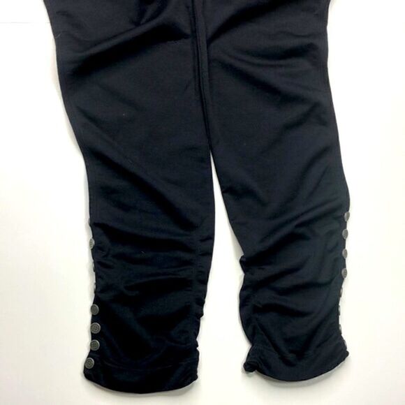 Nicole by Nicole Miller Black Leggings, Ribbed Seam and Buttons / Studs at Ankle - Picture 5 of 7